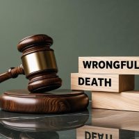 Wooden Gavel And Blocks Spelling Wrongful Death Concept For Legal Justice And Accountability