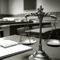Personal injury lawyer advocating for a client in court, medical reports and evidence displayed for the jury